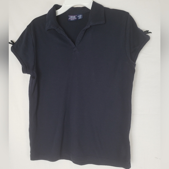 Lot of 3 IZOD Girl's Red, Green, and Navy Short Sleeve Uniform Shirts Sz 14-16.5 - Picture 2 of 4